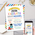 cute and colorful kids graduation invitation for preschool or kindergarten grad party